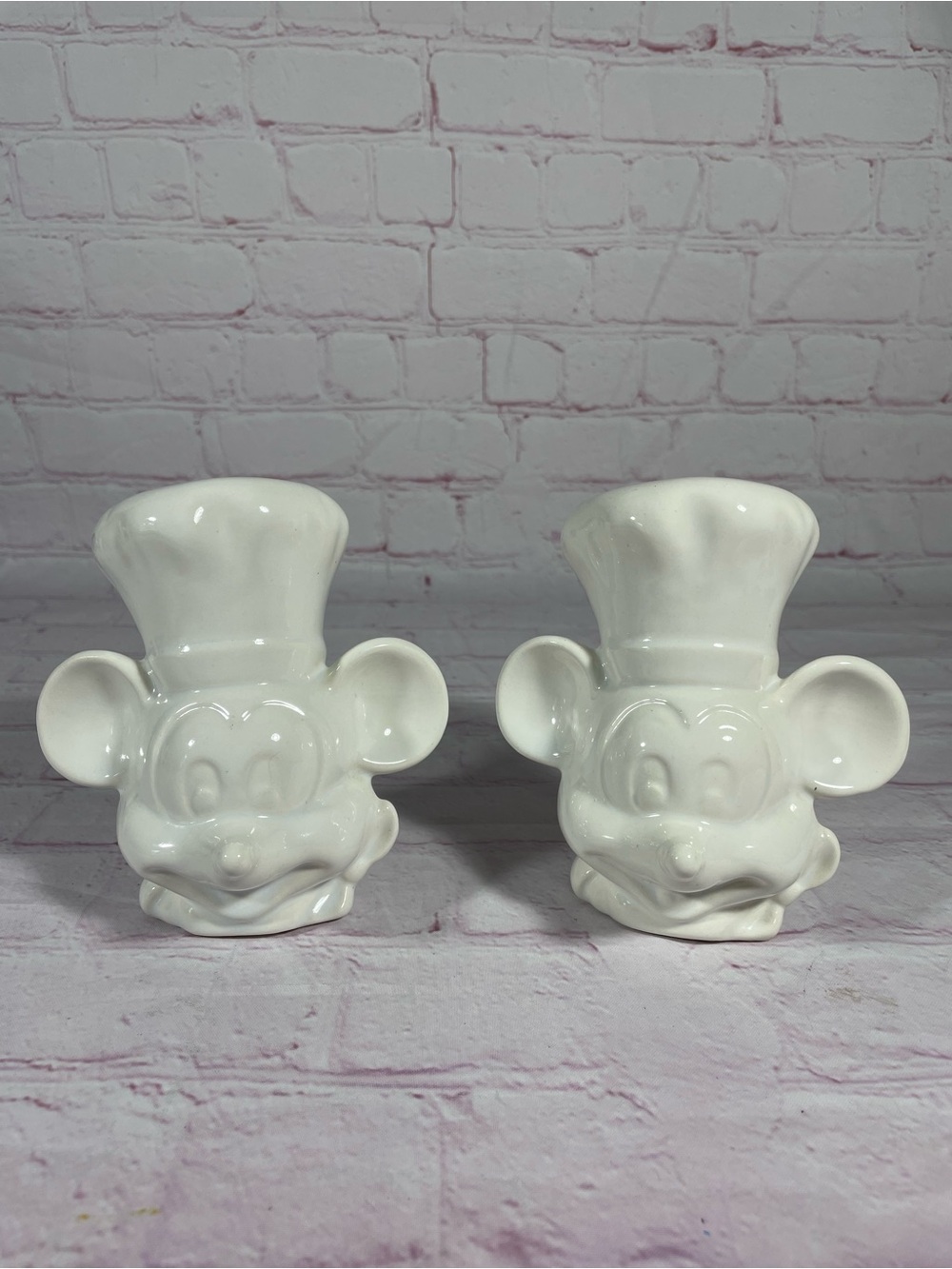 Vintage Disney Mickey Mouse In Chefs Hat Ceramic Salt and Pepper Shaker Pair
